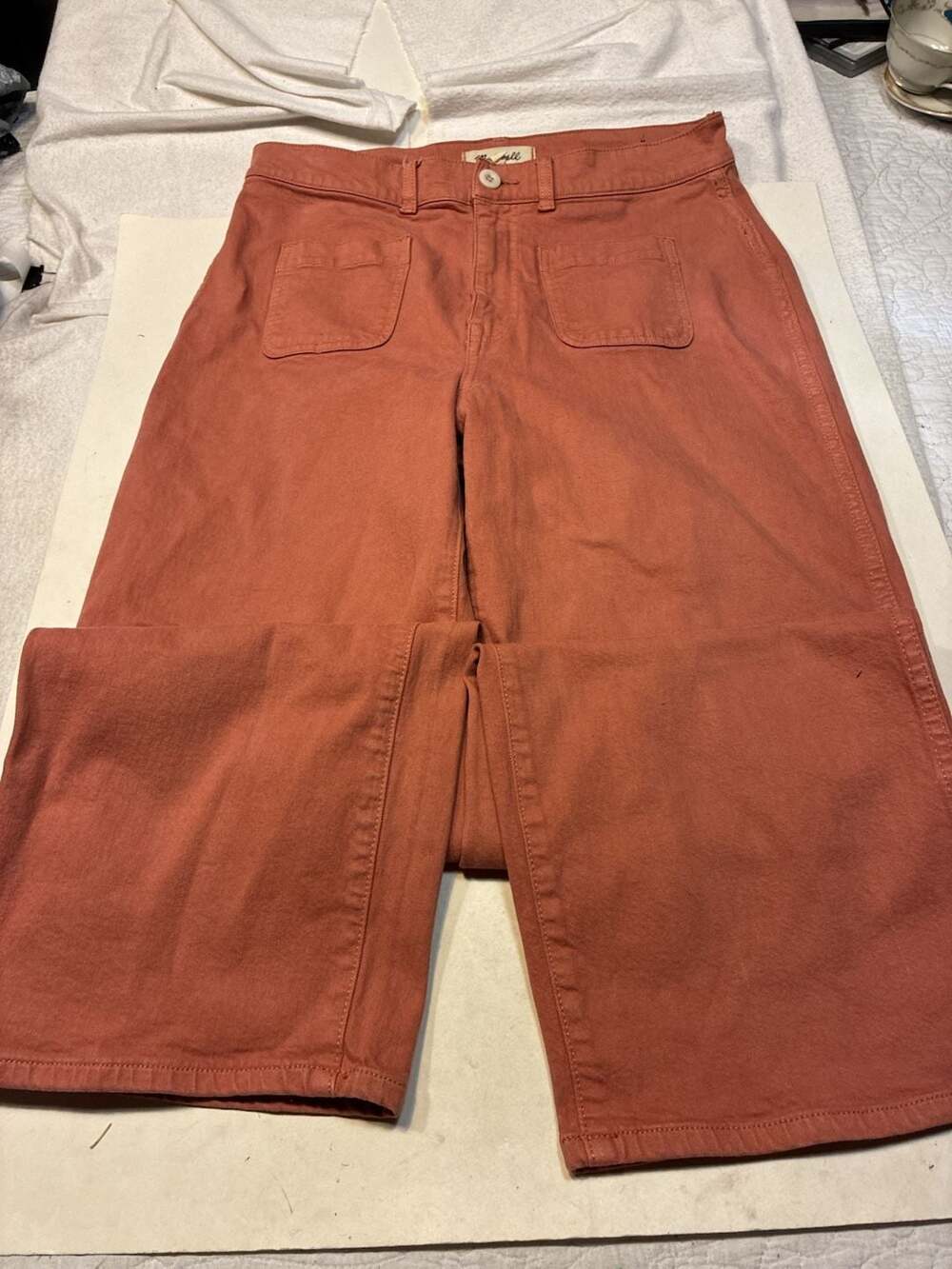 Madewell Wide Leg Pants Size 29 Coral Orange Crop Casual Pockets